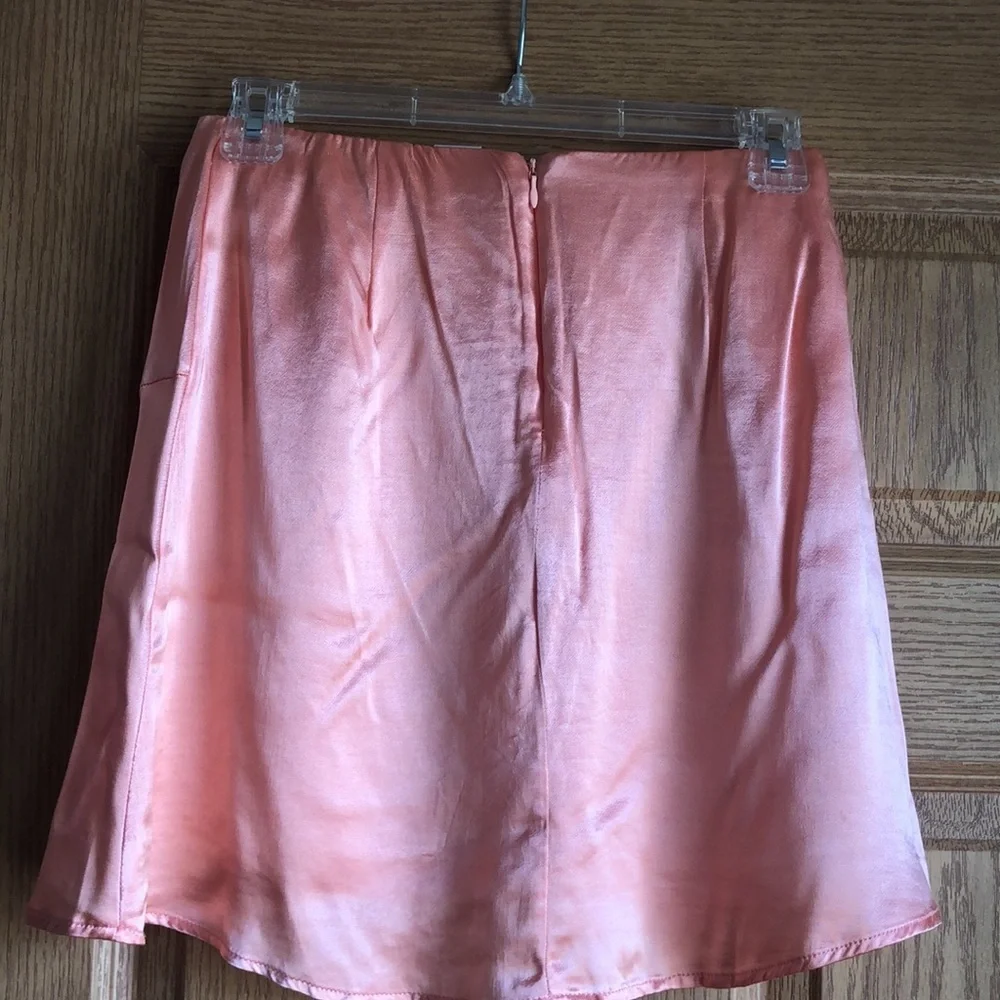 Peach Satin Mini Skirt with Soft Silky Feel Size S Price Firm